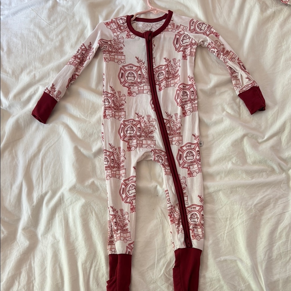 Kids Firefighter Pajama Set - Red and White